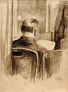 Lezer in het café door Lesser Ury
