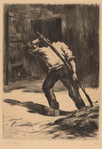Op de vloer van de schuur