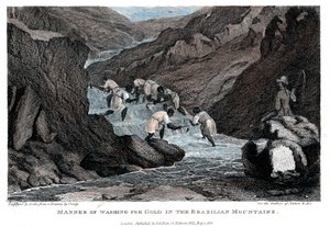 Manier van goudwassen in de Braziliaanse bergen, 1814 door Lester