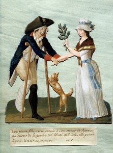 Franse Revolutie: een jong meisje vindt haar beloofde wonden na de oorlog en houdt haar belofte om met haar te trouwen door Lesueur Brothers