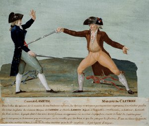 Franse revolutie: duel tussen Charles Lameth en de Markies de Castries op 12 november 1790 door Lesueur Brothers