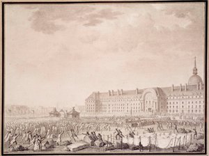 Franse revolutie: wapens opnemen bij de Invalides op 14/07/1789 door Lesueur Brothers