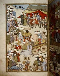 OTTOMAANSE RIJK: De Bazaar in Istanbul, c.1720 door Levni Levni