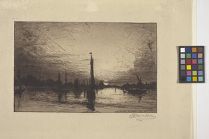 Zonsondergang aan de Rijn bij Keulen door Lewis Henry Meakin