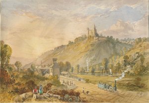 Alton - Vanaf het treinstation: aquarel schilderij, nd [ca. 1830-1840] door Lewis John Wood