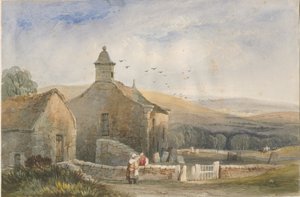 Elkstone Chapel: aquarel schilderij, nd [?19e eeuw] door Lewis John Wood