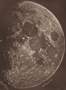 Fotografie van de maan in haar eerste kwartier, 6 maart 1865