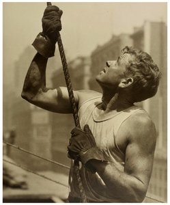 Bouwvakker Empire State Building, ca. 1930 door Lewis Wickes Hine