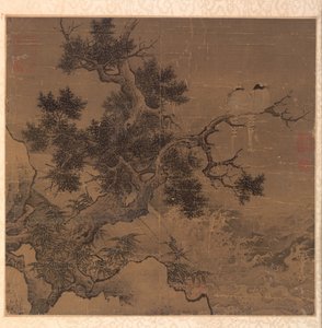 Vogels op een boom boven een waterval, 1127-1279 door Li Di