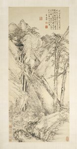 Landschap naar Jing Hao en Guan Tong door Li Shizhuo