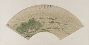 Rijstvelden met reigers, Qing-dynastie, 1741