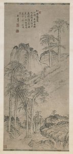 Wandelen met Stokken op een Pijnboomheuvel, Qing-dynastie, c.1760