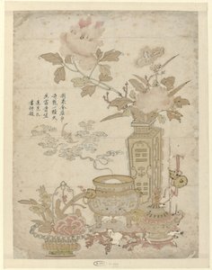 Bloemen en brandend wierookvat door Liangxian Ding