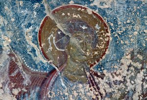 Engel, fresco in de kerk van Panagia, Rodovani, Kreta, Griekenland door Unbekannt Unbekannt