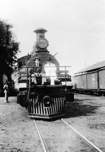 Darius Milhaud en Paul Claudel zittend op een stoomtrip tijdens een reis terwijl 