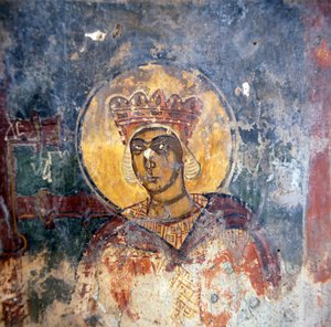 Fresco in de Byzantijnse Kerk van Agios Georgios