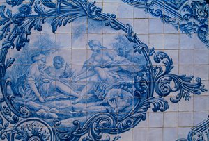 Glazuurtegels uit het Paleis van de Graven van Estoi. Estoi, Portugal