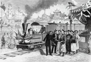 Inhuldiging van de eerste Franse spoorweg in China die Tianjin met Tangshan verbindt, 20 november door Unbekannt Unbekannt
