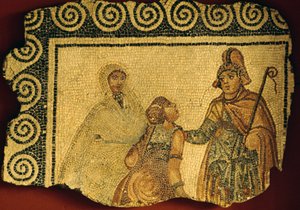 Inwijdingsscène, mozaïek uit Romeinse villa van Negrar, Veneto, Italië, Romeinse beschaving door Unbekannt Unbekannt