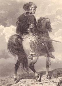 Italiaanse militaire leider en politicus Gian Giacomo Trivulzio (1440-1518), gravure, 22x16 cm, uit Galerie Historique de Versailles, Histoire de France, Charles Gavard Uitgever, Parijs, circa 1840