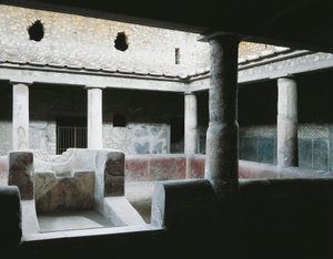 Klein binnenatrium met fontein voor het besproeien van de tuin, Villa Poppaea, Oplonti door Unbekannt Unbekannt