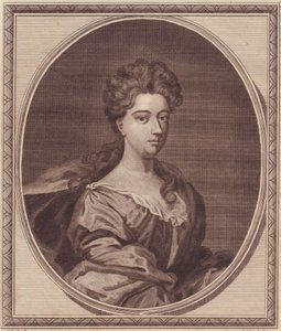 Portret van Greville Doddington, Hertogin van Manchester (1672-1720), kopergravure door John Goldar (1729-1795) naar schilderij van G Kneller