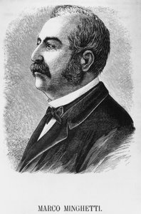 Portret van Marco Minghetti, Italiaanse econoom en staatsman, gravure door Unbekannt Unbekannt