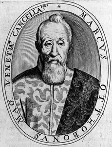 Portret van Marco Ottoboni, grootkanselier van Venetië, gravure