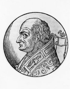 Portret van Sint Leo III, 96e paus van de Katholieke Kerk, gravure