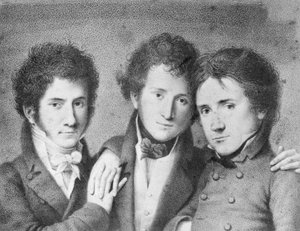 Portretten van Filippo Ugoni, Andrea Tonelli en Giovita Scalvini, Italiaanse patriotten