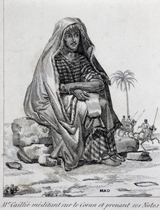 Rene Caillie (1799-1838), ontdekkingsreiziger in Arabische kleding, mediterend over de Koran door Unbekannt Unbekannt