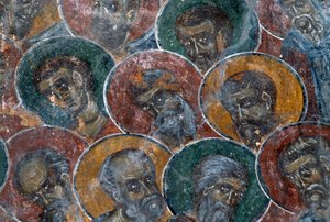 Heiligen, fresco op plafond van kerk van Agia Paraskevi, Anisaraki, Kreta, Griekenland (foto) door Unbekannt Unbekannt