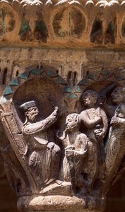 Spanje, Navarra, Estella, Klooster van San Pedro de la Rua Kerk, Kapiteel door Unbekannt Unbekannt