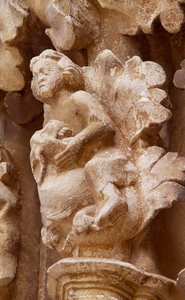 Spanje, Navarra, Ujue, Kerk van Santa Maria, Architectonisch detail door Unbekannt Unbekannt