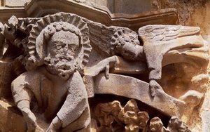 Spanje, Navarra, Ujue, Kerk van Santa Maria, Architectonisch detail door Unbekannt Unbekannt