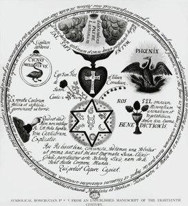 Symbolen van de Rozenkruisers, tekening uit 18e-eeuws manuscript, Frankrijk door Unbekannt Unbekannt