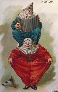 Twee clowns, een speelt accordeon door Unbekannt Unbekannt