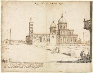 Achttien Zichten van Rome: De Basiliek van Santa Maria Maggiore, 1664 door Lievin Cruyl