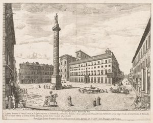 Piazza Colonna uit "Prospectus Locurum Urbis Romae Insign[ium]" door Lievin Cruyl