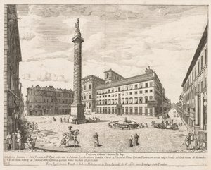 Piazza Colonna uit Prospectus Locurum Urbis Romae Insignium, 1666 door Lievin Cruyl
