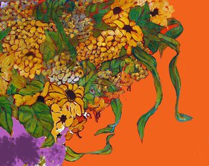 Bloemen in mijn vaas, 2014 (gemengd, acryl, inkt, olie)