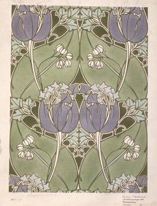 Ontwerp voor een gebloemd geweven textiel, c.1905 (aquarel op papier) door Lindsay P. Butterfield