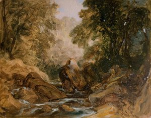 Bergstroom en rotsen, 19e eeuw