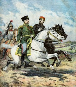Franse generaal Saussier en Russische generaal Dragomiroff door Lionel Noel Royer