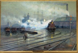 Uitzicht op Cardiff Docks Schilderij door Lionel Walden (1861-1933) 1894 Zon. 1,27x1,93 m. Parijs, Musee d