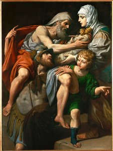 Enee et Anchise - Aeneas en Anchises. Aeneas draagt zijn vader Anchises uit het brandende Troje ...