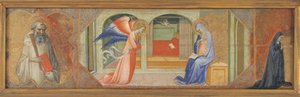 St. Benedictus - De annunciatie - Een knielende non door Lippo di Andrea