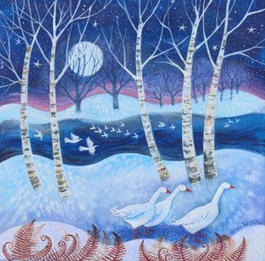 Sneeuwvlucht, 2024 (acrylverf op linnen) door Lisa Graa Jensen