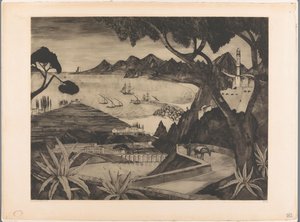 Berglandschap met baai op Corsica door Lodewijk Schelfhout (signed by artist)