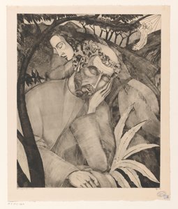 Christus op de Olijfberg door Lodewijk Schelfhout (signed by artist)